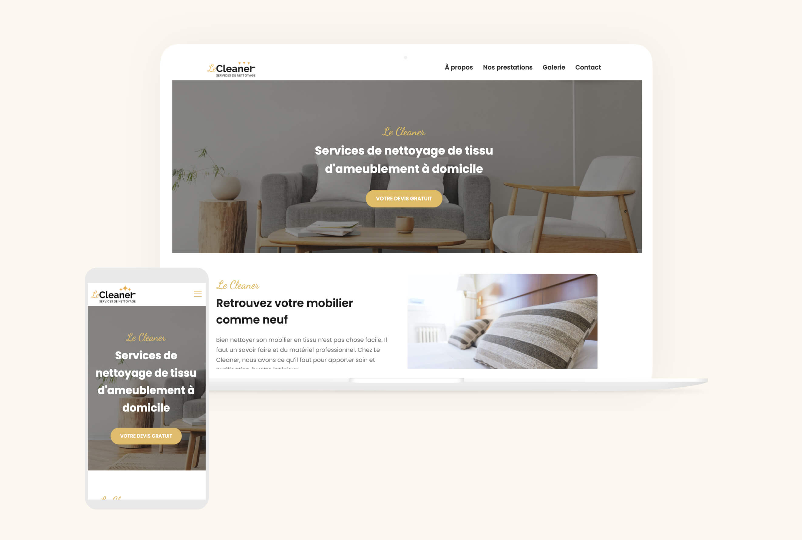 Le cleaner, services de nettoyage de tissu d'ameublement 